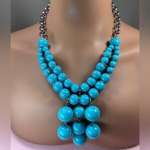 Fossil - Turquoise & Silver Bauble Statement Necklace